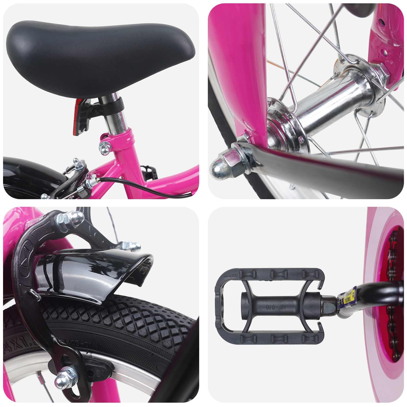 vidaXL Kinderfiets 12 Inch voor 2-4 jaar oud Roze en Zwart