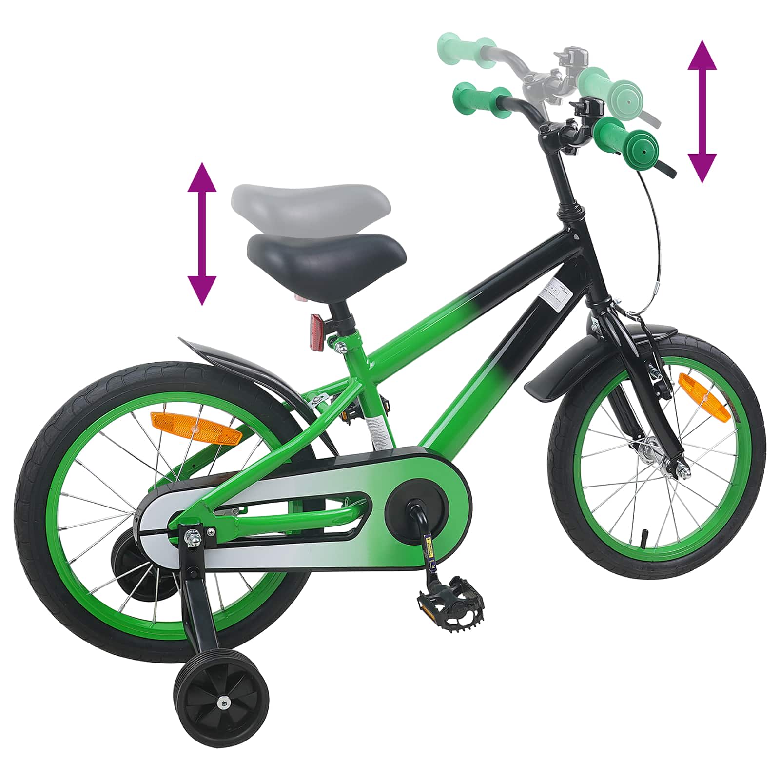 vidaXL Kinderfiets 22 Inch voor 7-12 jaar oud Blauw Zwart