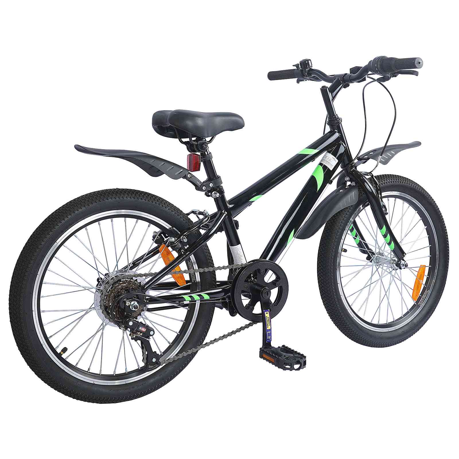 vidaXL Kinderfiets 20 Inch 6-Speed voor 6-11 jaar oud Zwart