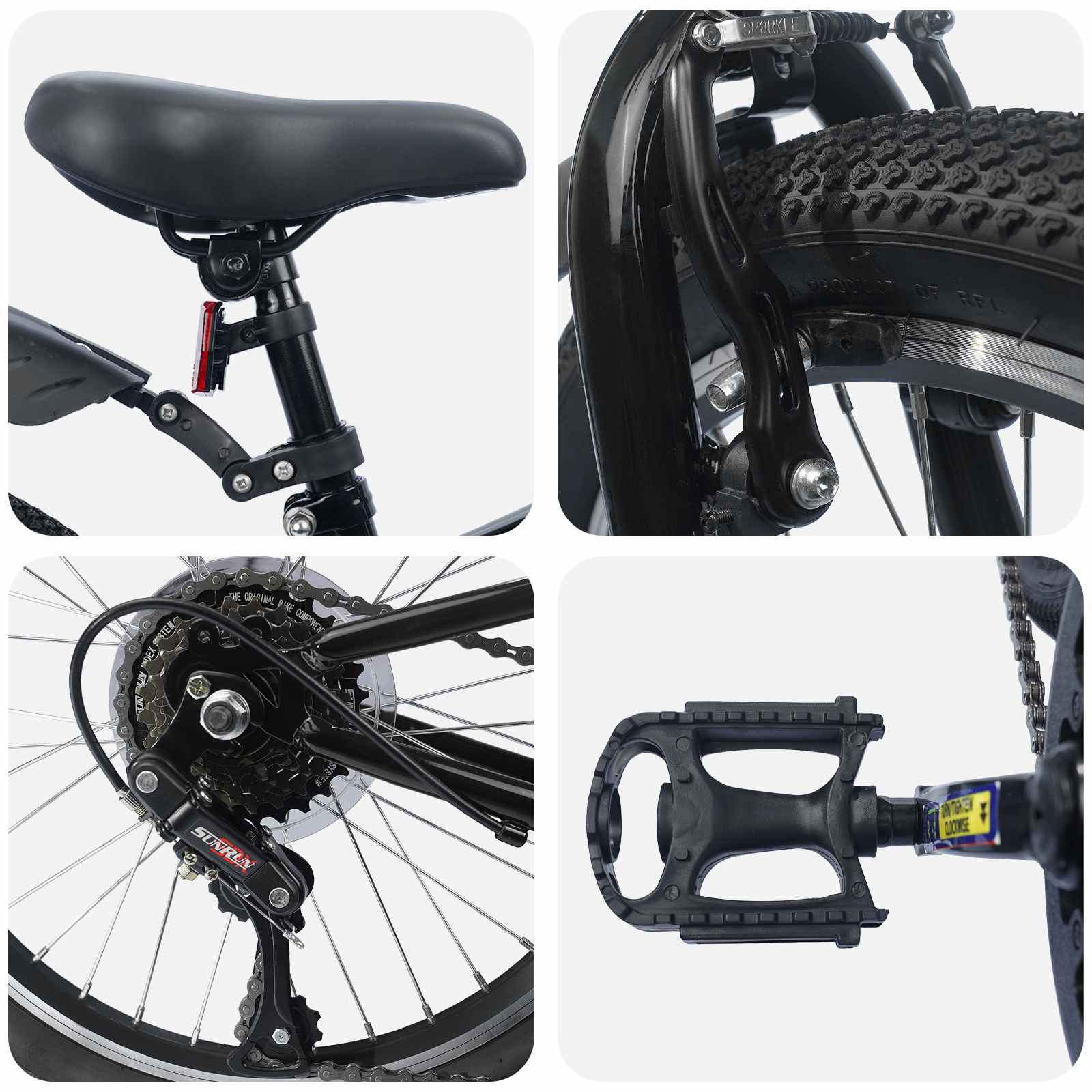 vidaXL Kinderfiets 20 Inch 6-Speed voor 6-11 jaar oud Zwart