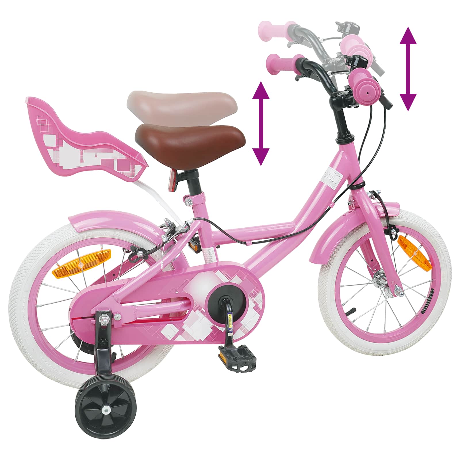 vidaXL Kinderfiets 12 Inch voor 2-4 jaar oud Lichtroze