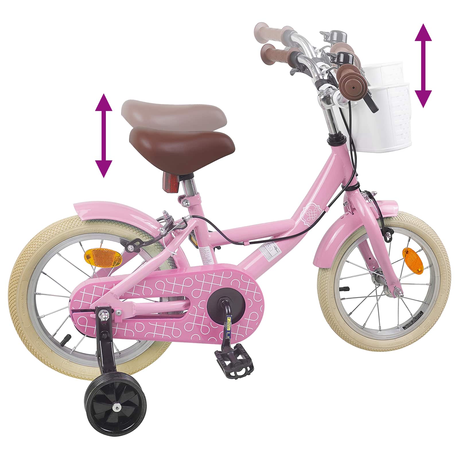 vidaXL Kinderfiets 12 Inch voor 2-4 jaar oud Lichtroze