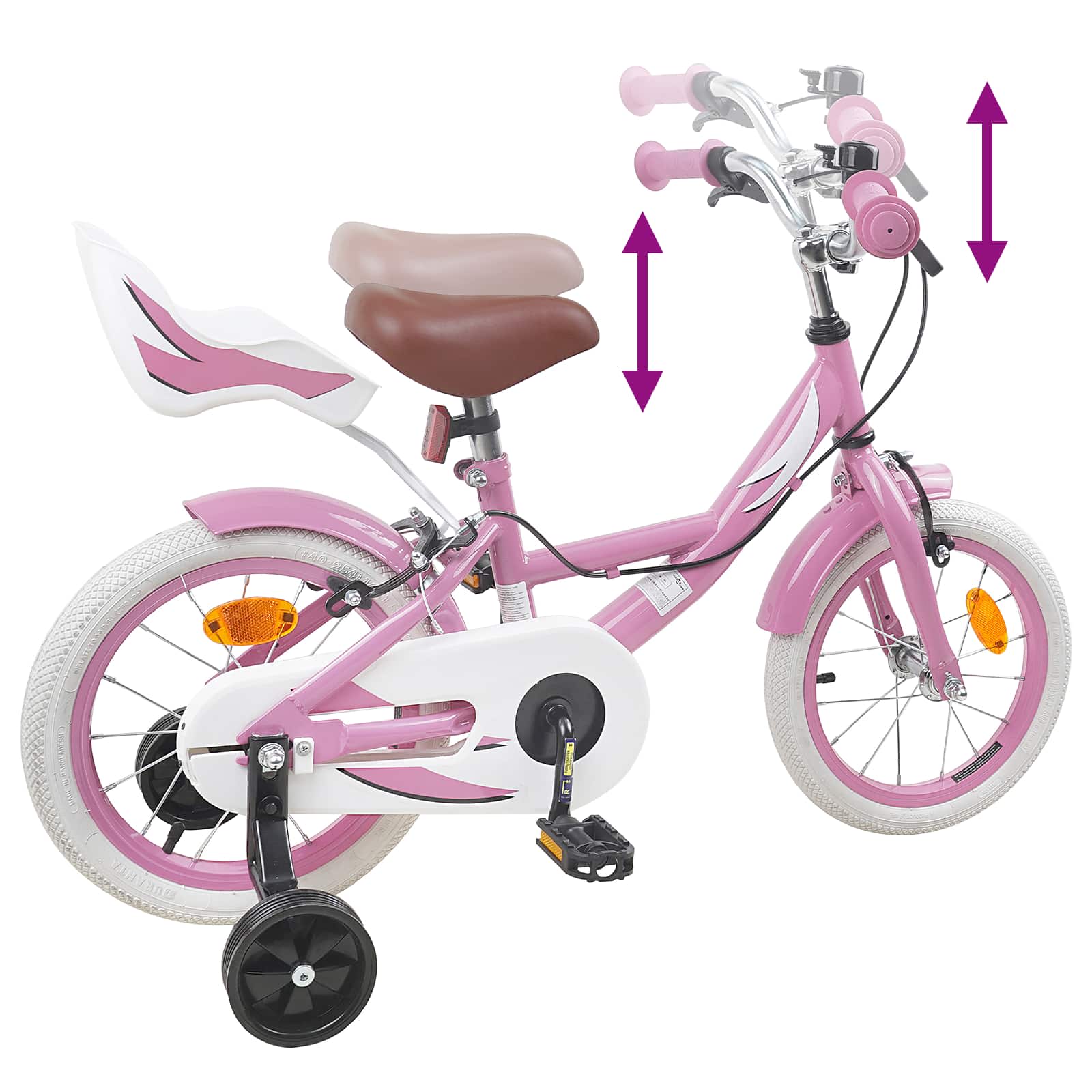 vidaXL Kinderfiets 12 Inch voor 2-4 jaar oud Lichtroze