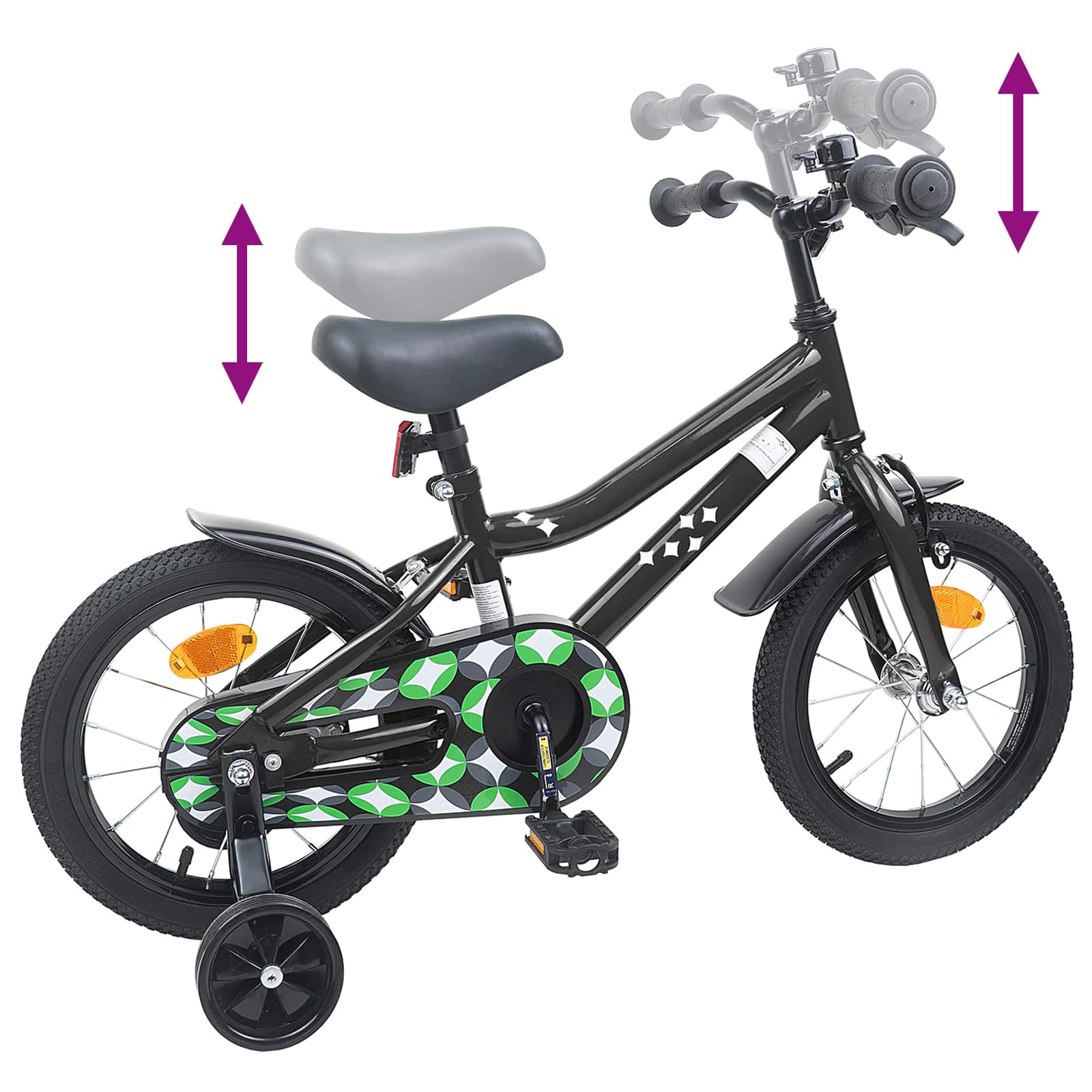 vidaXL Kinderfiets 12 Inch voor 2-4 jaar oud Zwart
