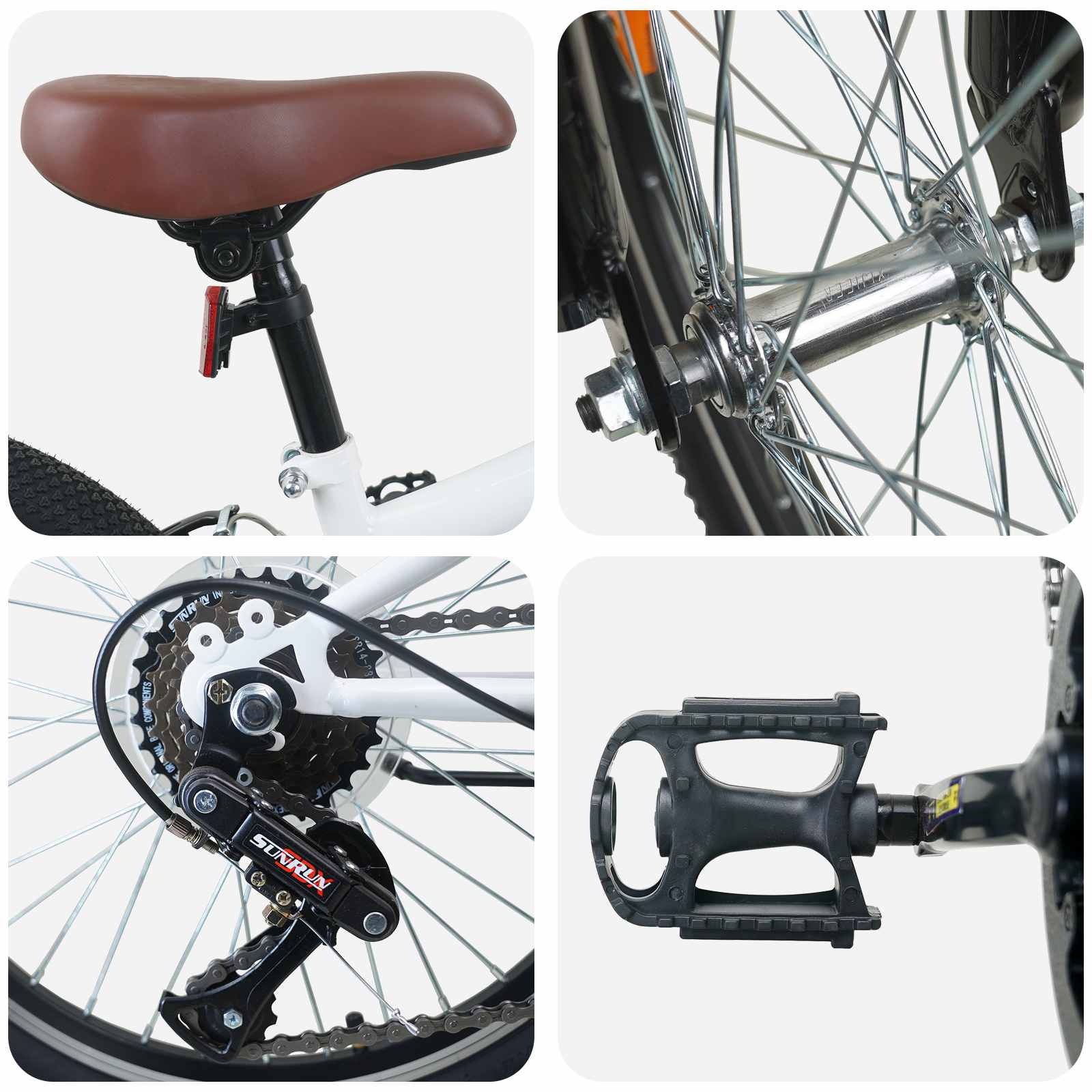 vidaXL Kids Mountain Bike 20 Inch 6-Speed voor 5-8 jaar oud Wit