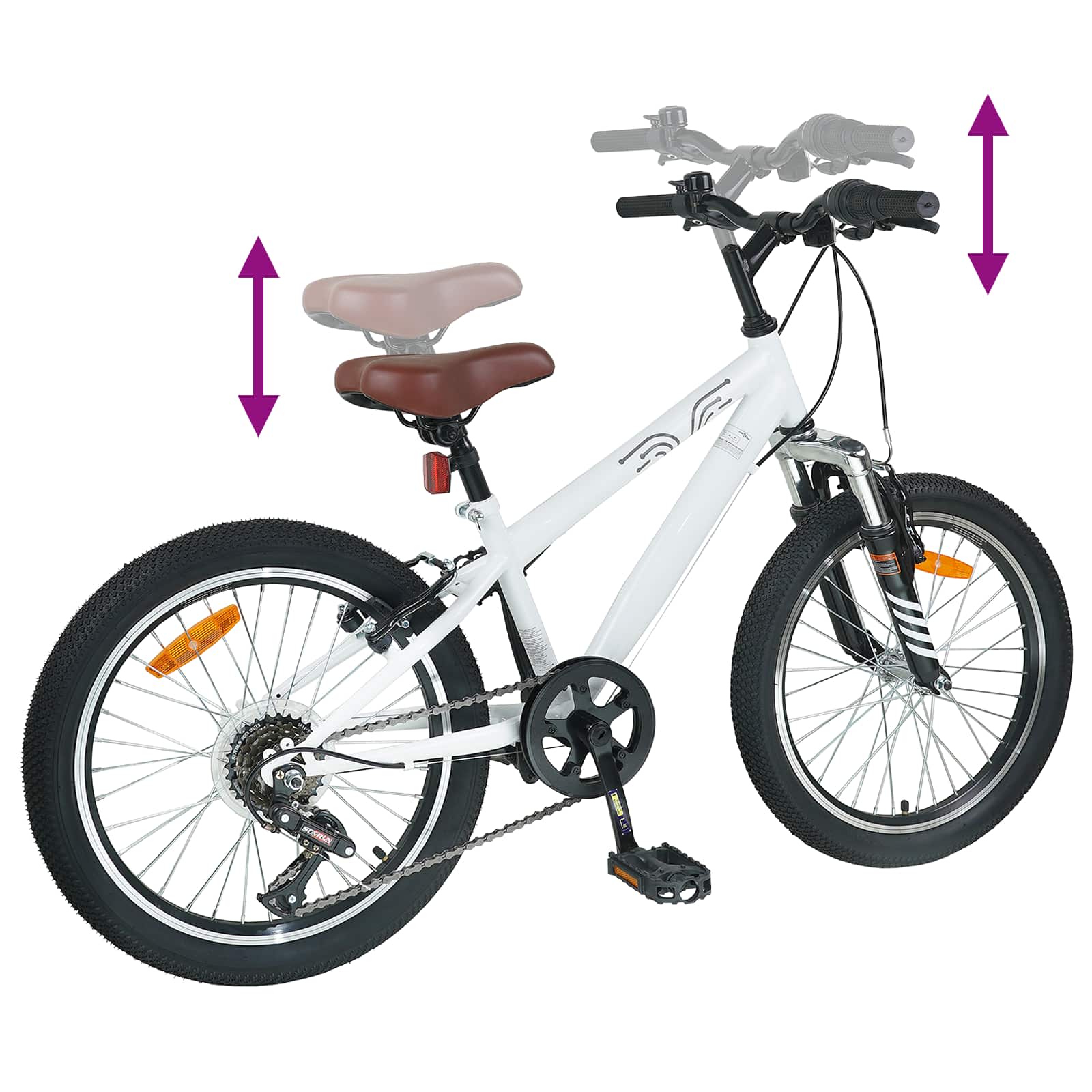 vidaXL Kids Mountain Bike 20 Inch 6-Speed voor 5-8 jaar oud Wit