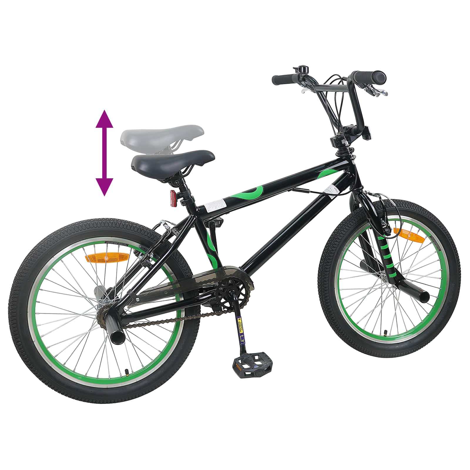vidaXL BMX Fiets 20 Inch voor boven de 9 jaar Zwart