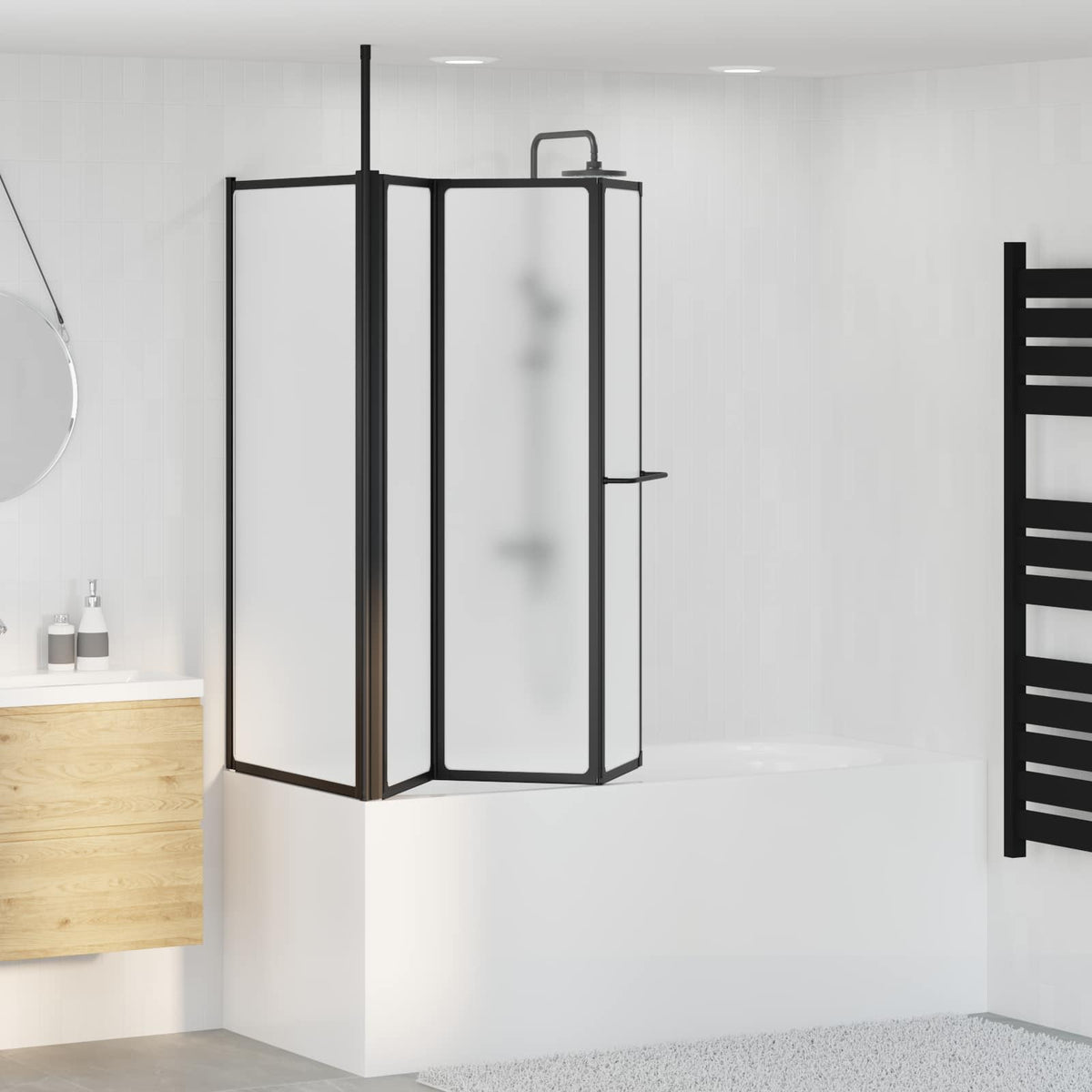 vidaXL Douchescherm Vouw Other Zwart 120 x 70 x 137 cm Aluminium