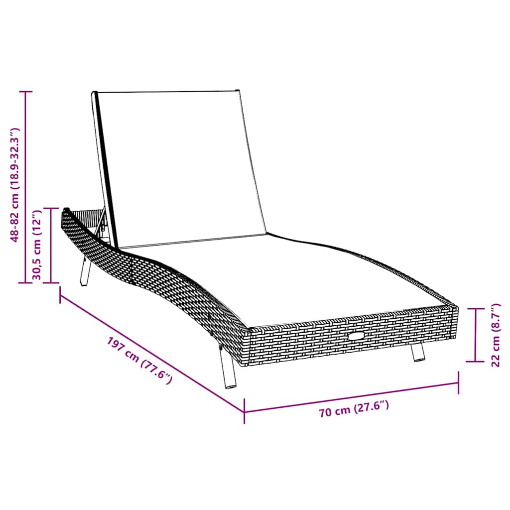 vidaXL Ligstoel 2 pcs Bruin 40 x 40 x 40.5 cm poly rattan