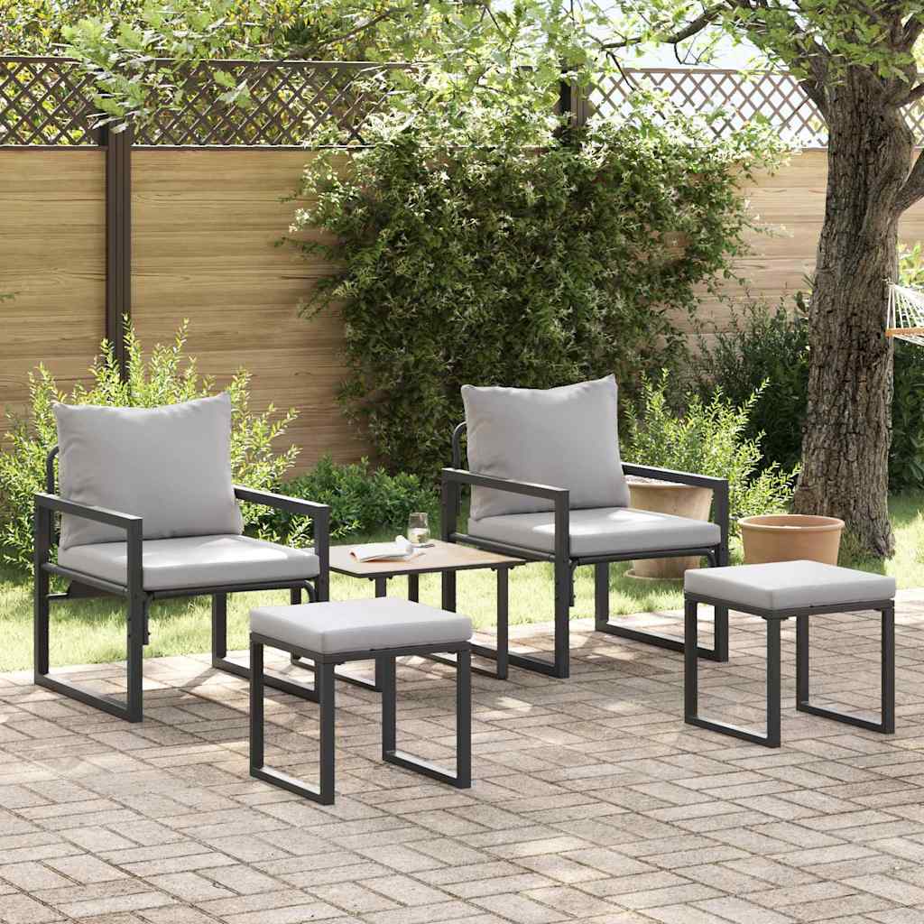 vidaXL Tuin Sofa Set 4 pcs Zwart 61 x 72,5 x 71 cm Staal