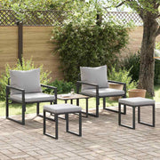 vidaXL Tuin Sofa Set 4 pcs Zwart 61 x 72,5 x 71 cm Staal