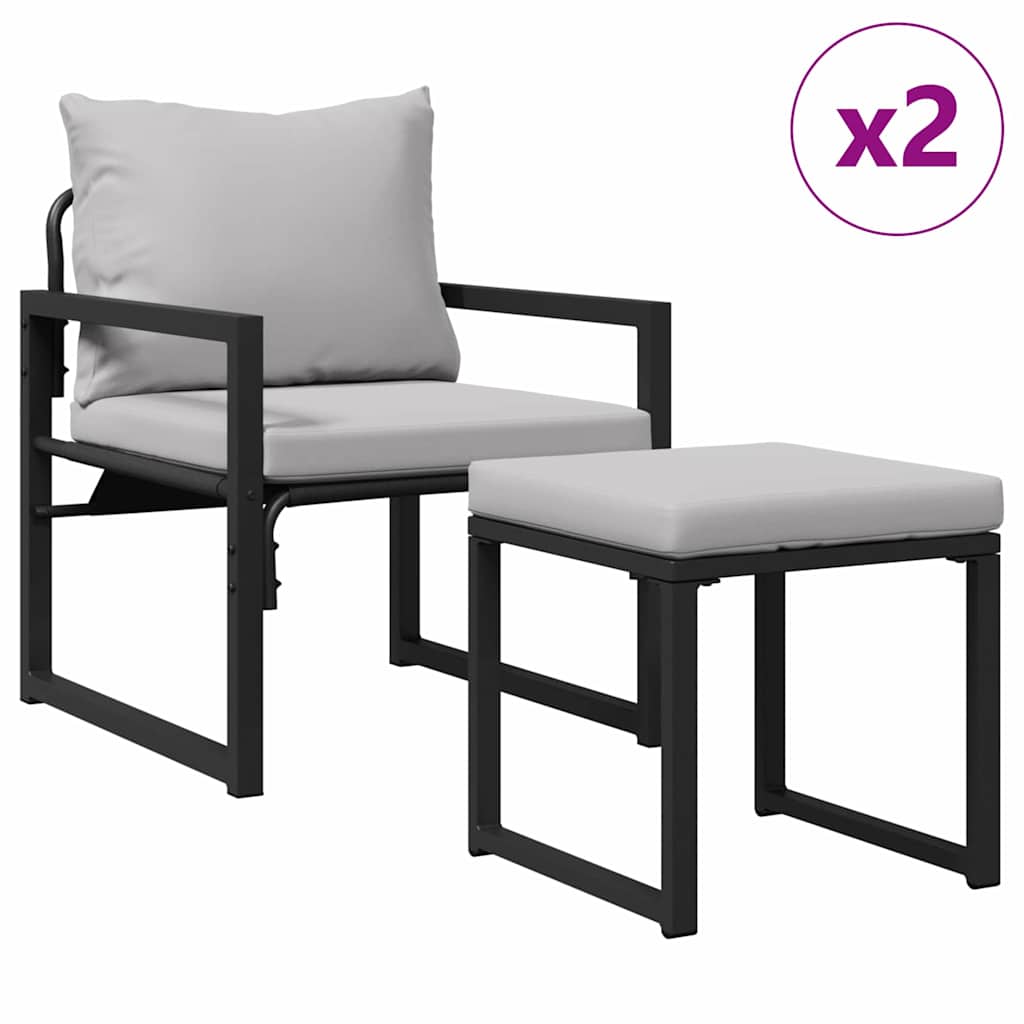 vidaXL Tuin Sofa Set 4 pcs Zwart 61 x 72,5 x 71 cm Staal
