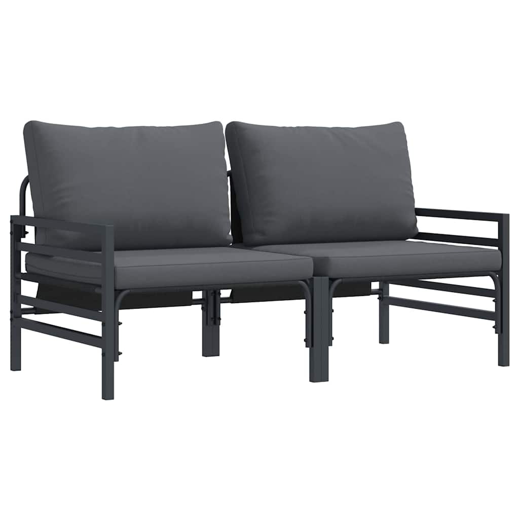 vidaXL Buitenmeubilair met kussen met kussen 2 pcs Antraciet Staal