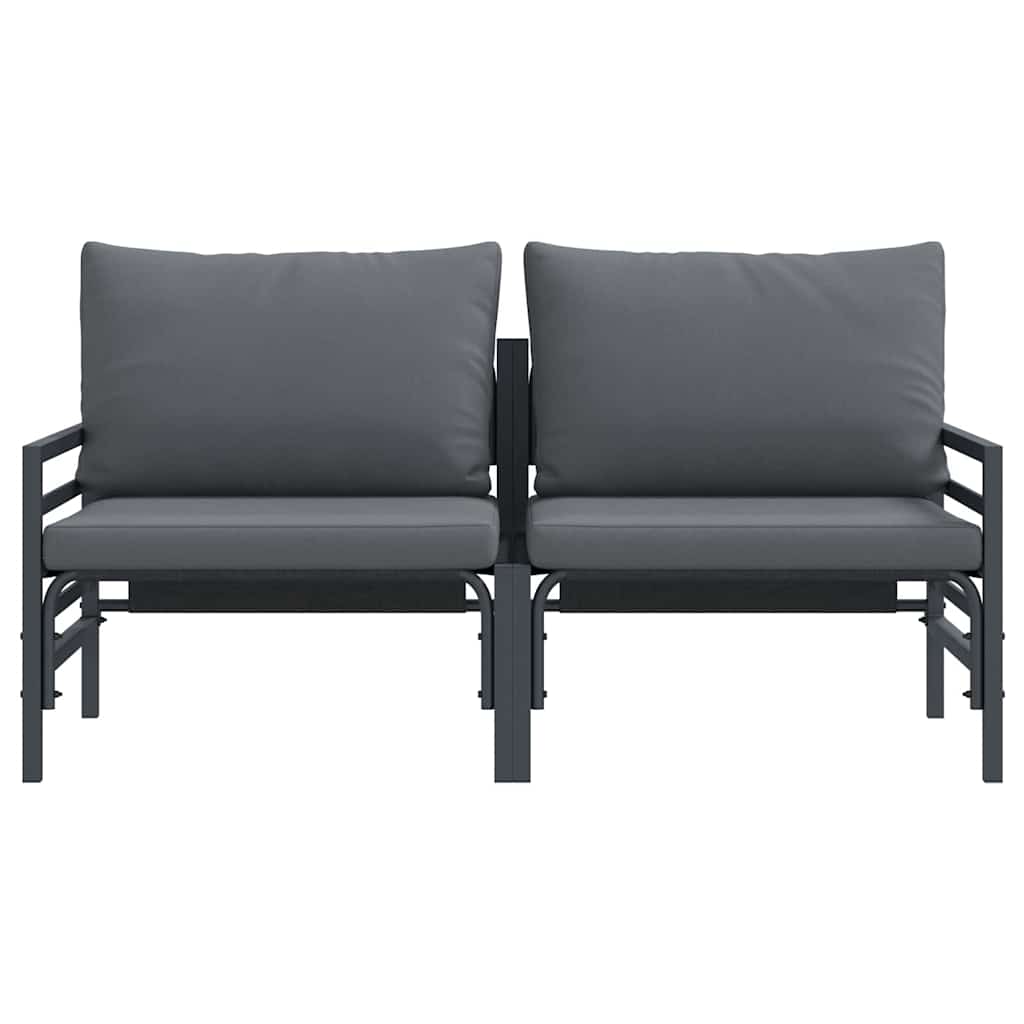 vidaXL Buitenmeubilair met kussen met kussen 2 pcs Antraciet Staal
