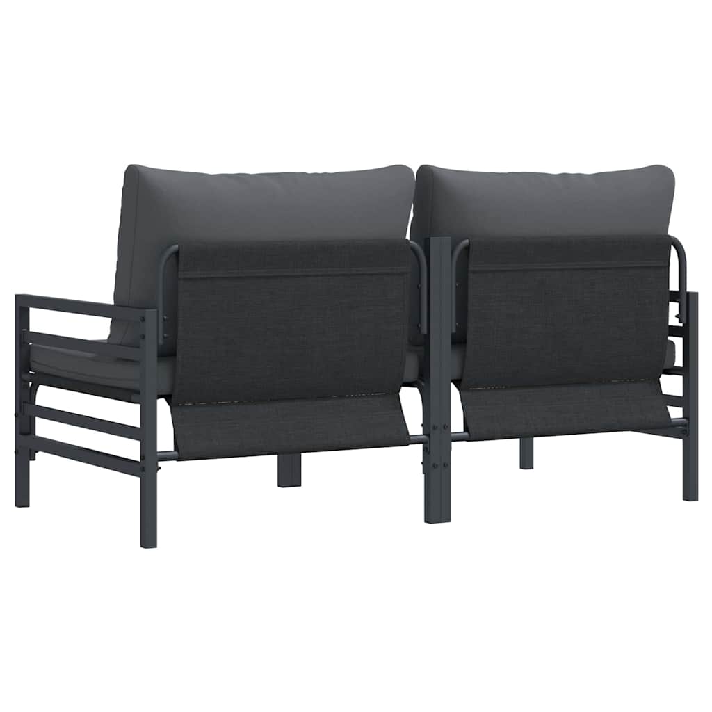 vidaXL Buitenmeubilair met kussen met kussen 2 pcs Antraciet Staal