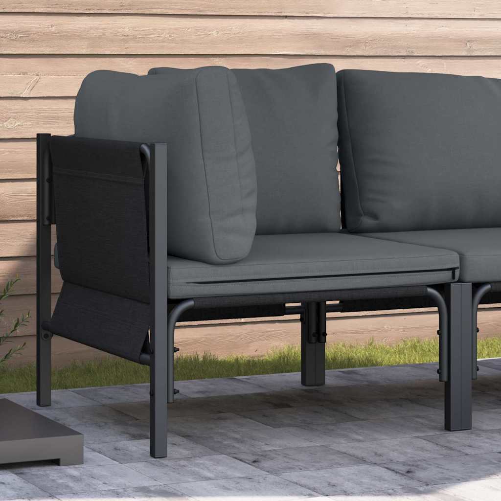 vidaXL Buitenmeubilair met kussen met kussen 2 pcs Antraciet Staal