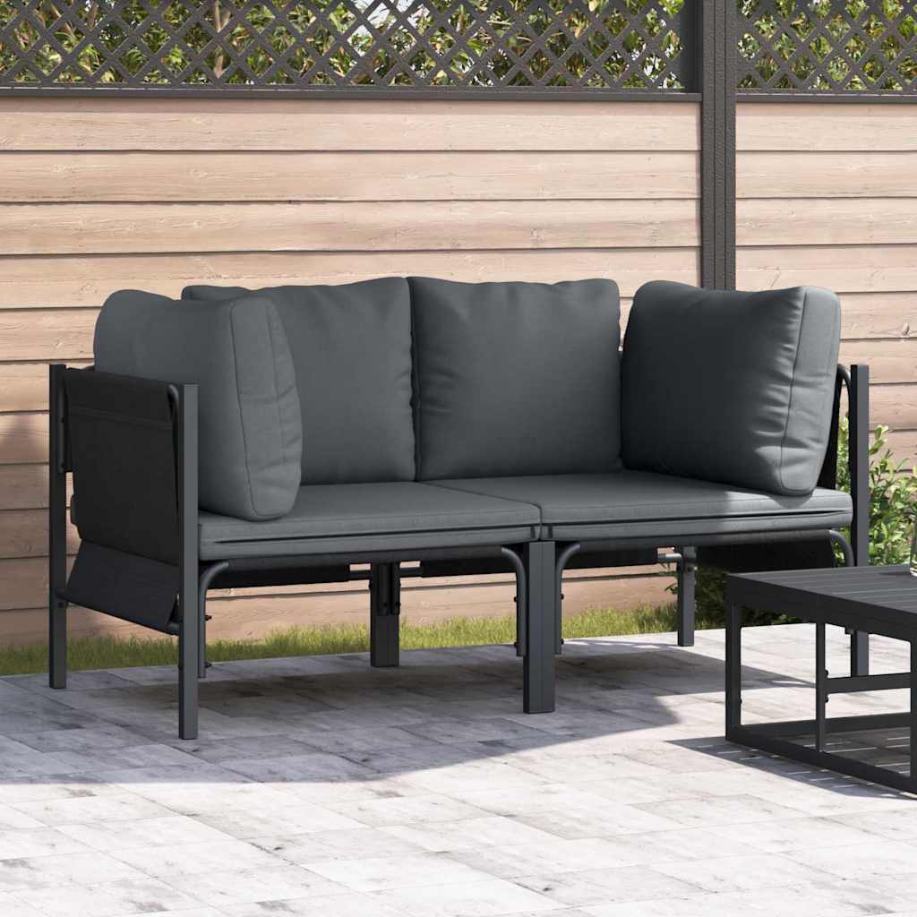 vidaXL Buitenmeubilair met kussen met kussen 2 pcs Antraciet Staal