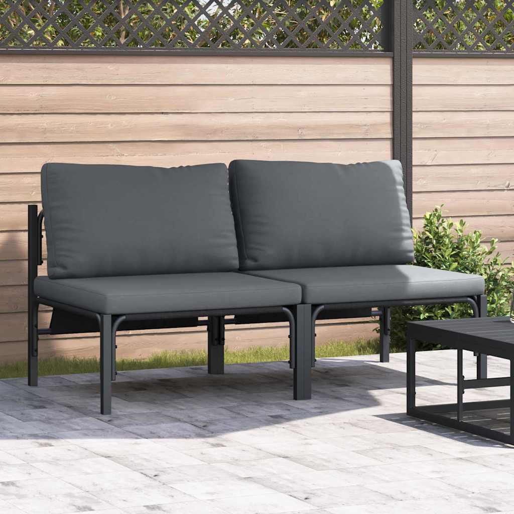 vidaXL Buitenmeubilair met kussen met kussen 2 pcs Antraciet Staal