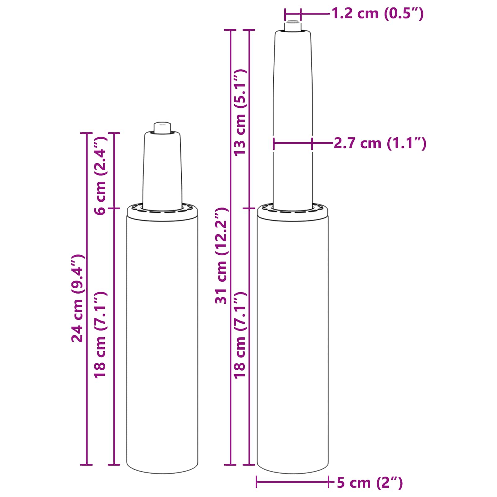 vidaXL Kantoorstoel gascilinder Zwart 239-309 mm IJzer