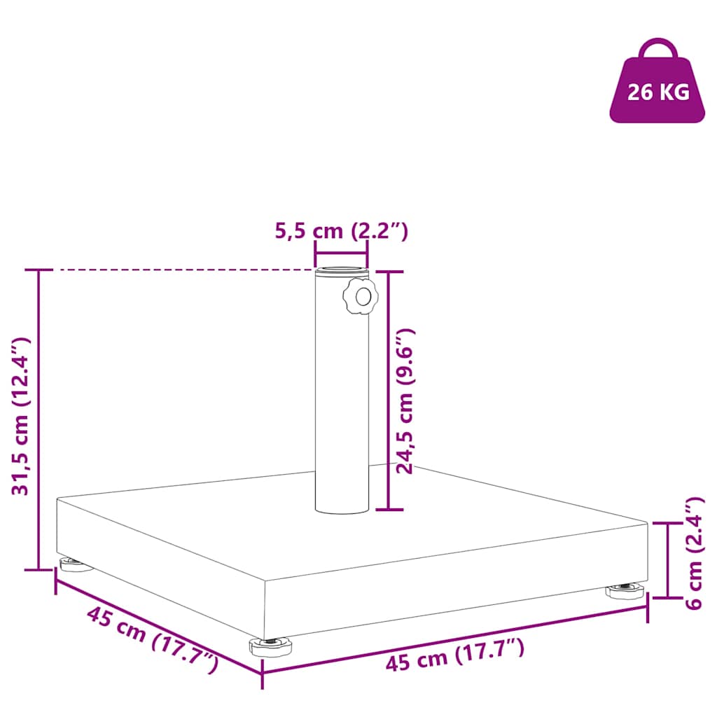 vidaXL Buiten Parasols Donkerhout 45 x 45 x 31.5 cm Staal, Beton