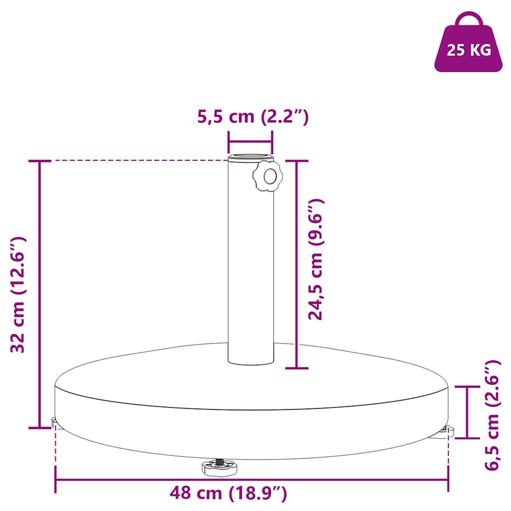 vidaXL Buiten Parasols Donkerhout 48 x 48 x 32 cm Staal, Beton