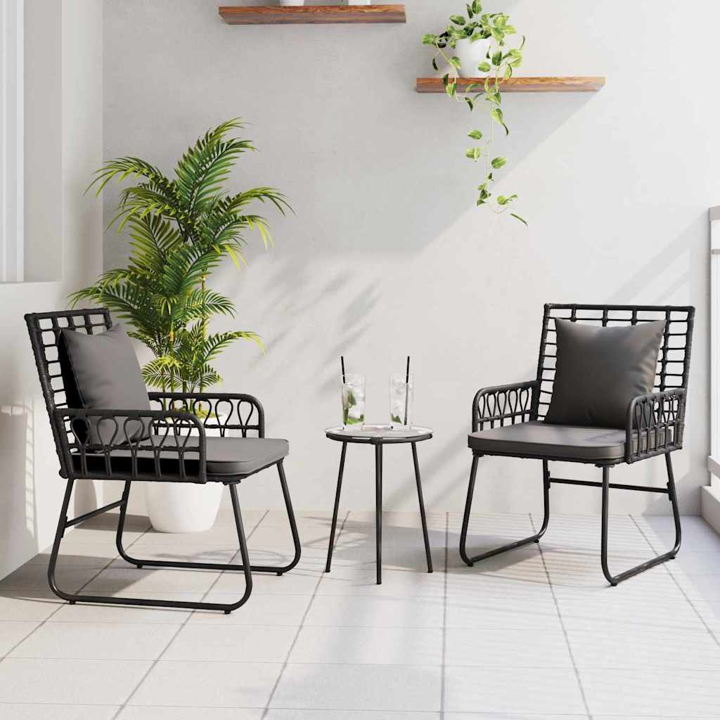 vidaXL Tuin Eetset 3 pcs Zwart, Antraciet Poly riet, staal