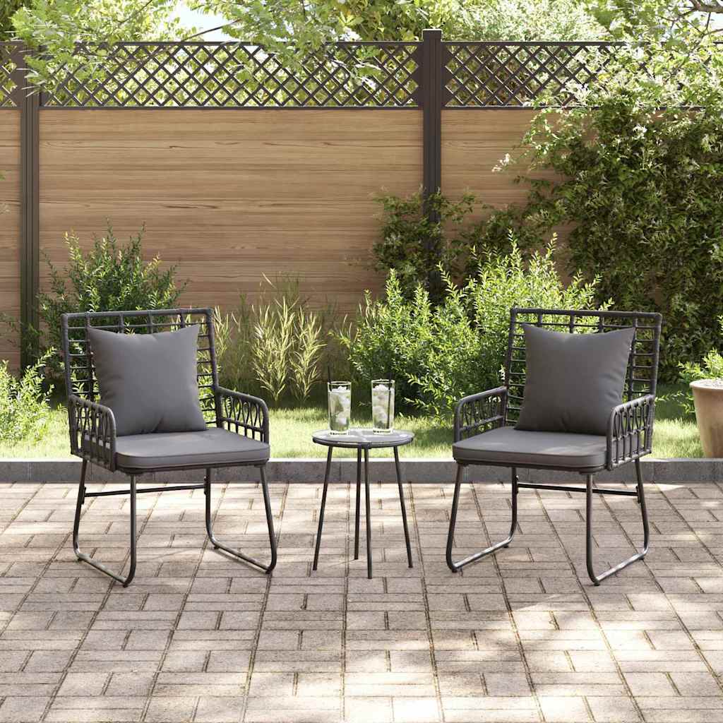 vidaXL Tuin Eetset 3 pcs Zwart, Antraciet Poly riet, staal