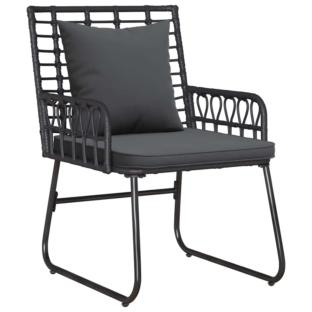 vidaXL Tuin Eetset 3 pcs Zwart, Antraciet Poly riet, staal