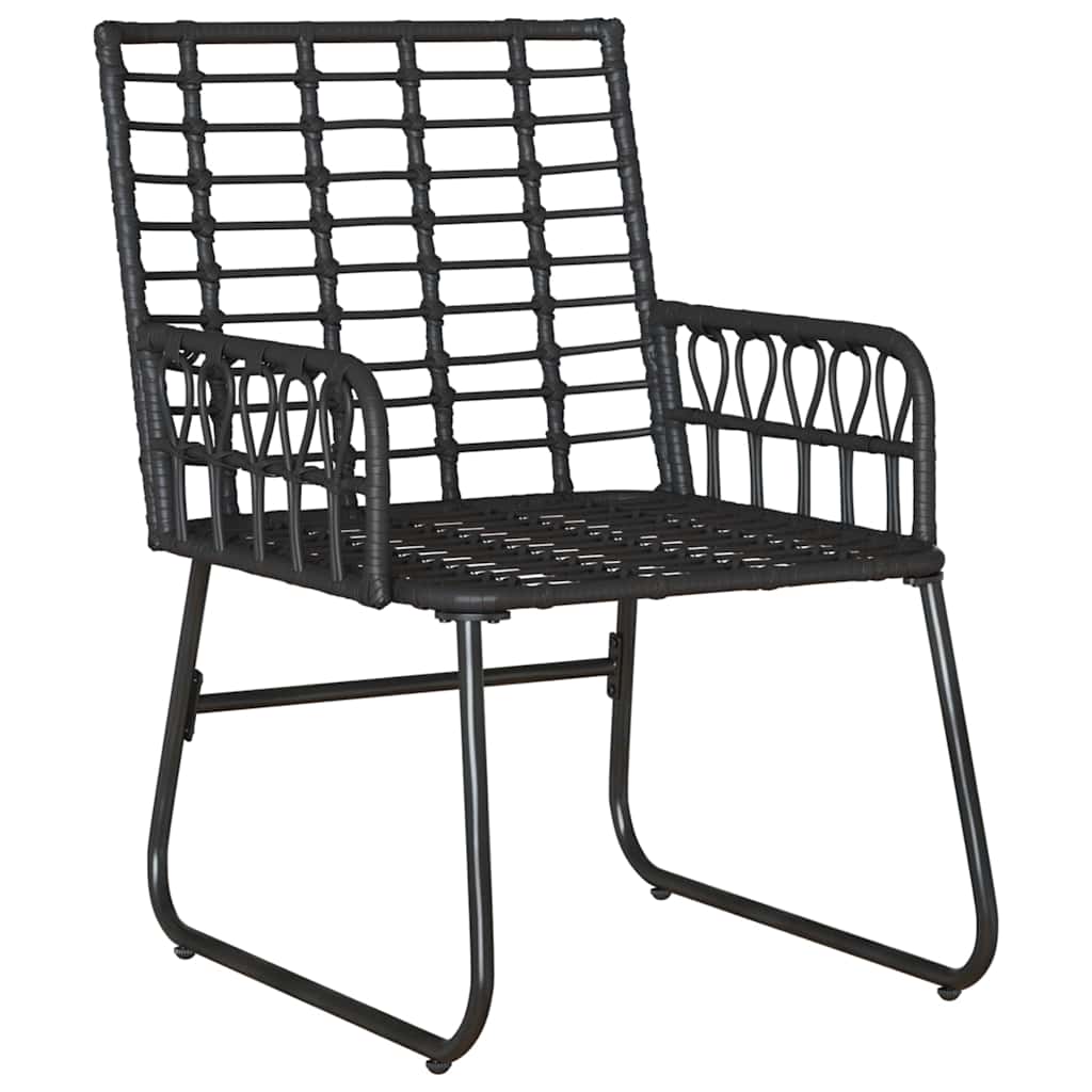 vidaXL Tuin Eetset 3 pcs Zwart, Antraciet Poly riet, staal