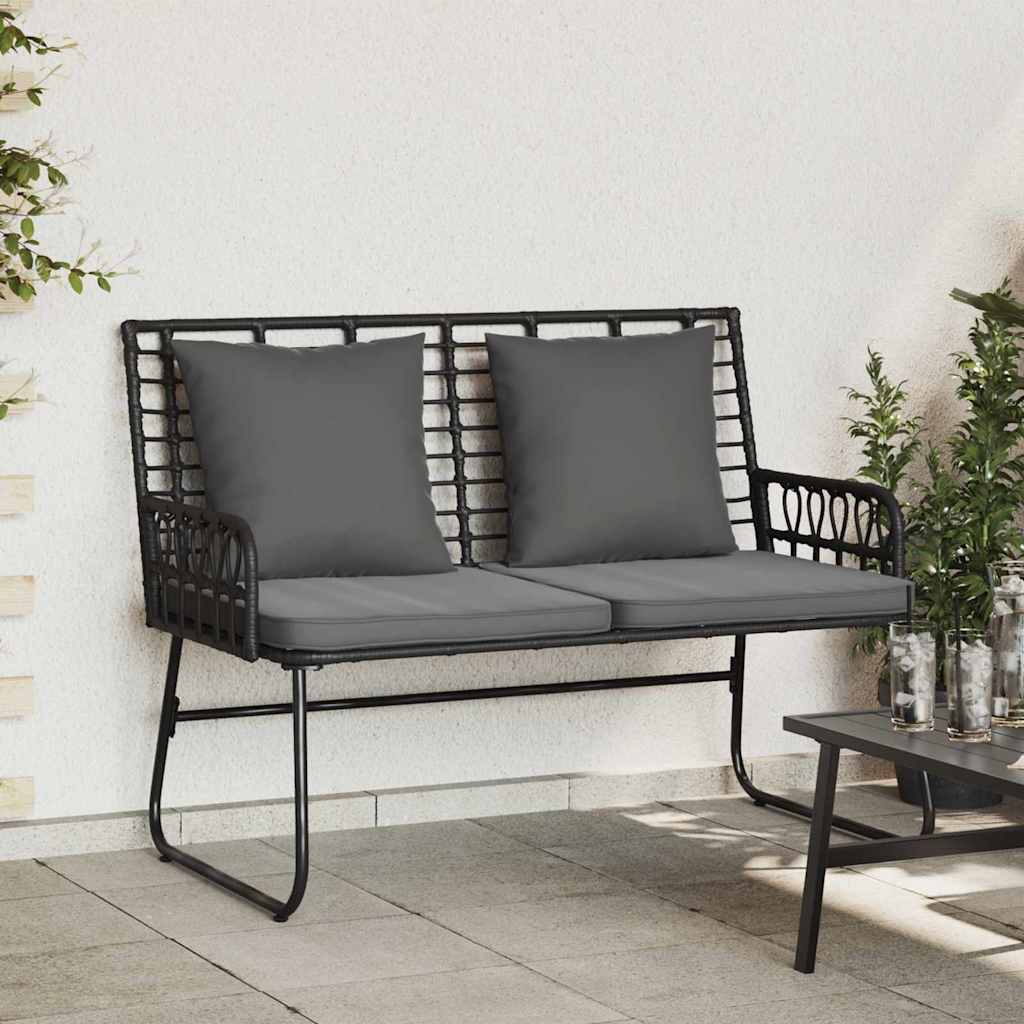 vidaXL Tuin Eetset 3 pcs Zwart, Antraciet Poly riet, staal