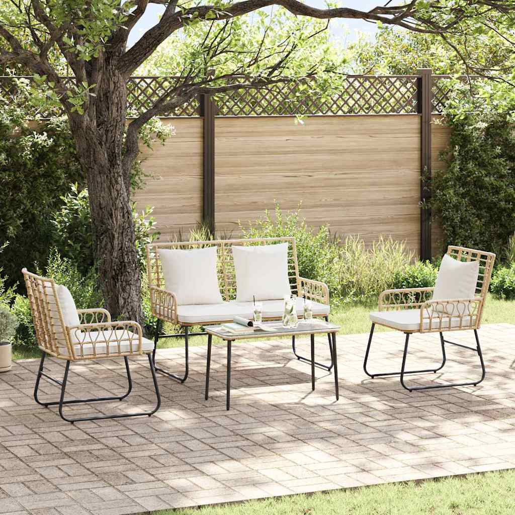 vidaXL Tuin Eetset 3 pcs Zwart, Antraciet Poly riet, staal