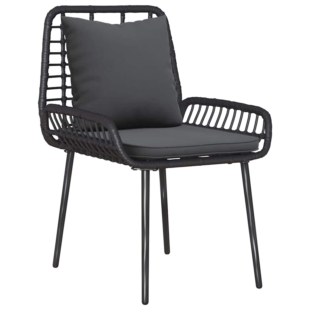 vidaXL Tuin Eetset 3 pcs Zwart, Antraciet Poly riet, staal