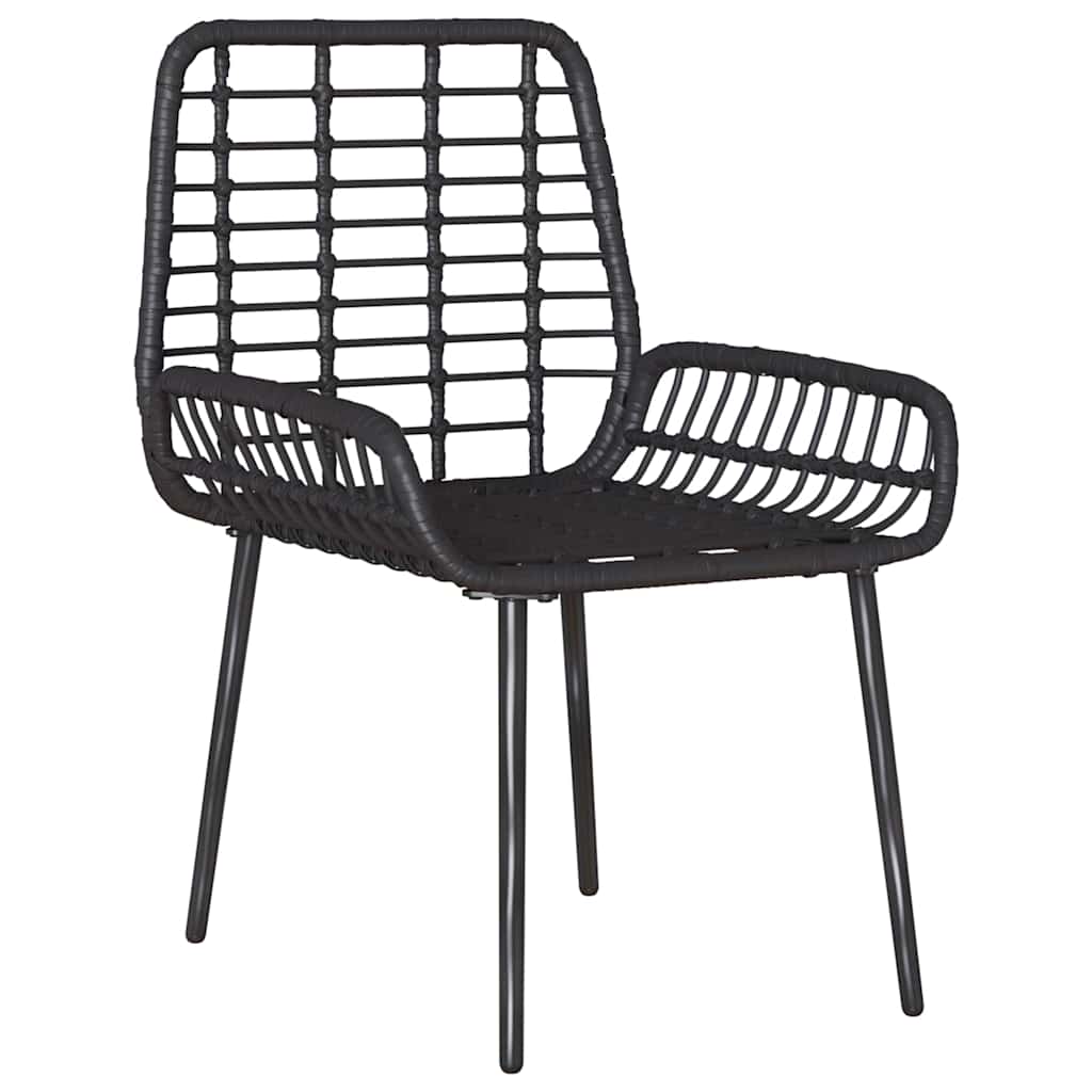 vidaXL Tuin Eetset 3 pcs Zwart, Antraciet Poly riet, staal
