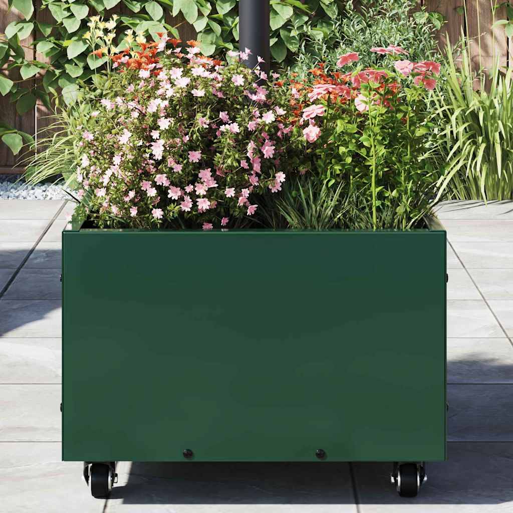 vidaXL Parasolbasis met plantenbak Groen 45 x 45 x 45 cm Staal