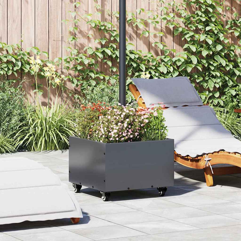 vidaXL Parasolbasis met plantenbak Groen 45 x 45 x 45 cm Staal
