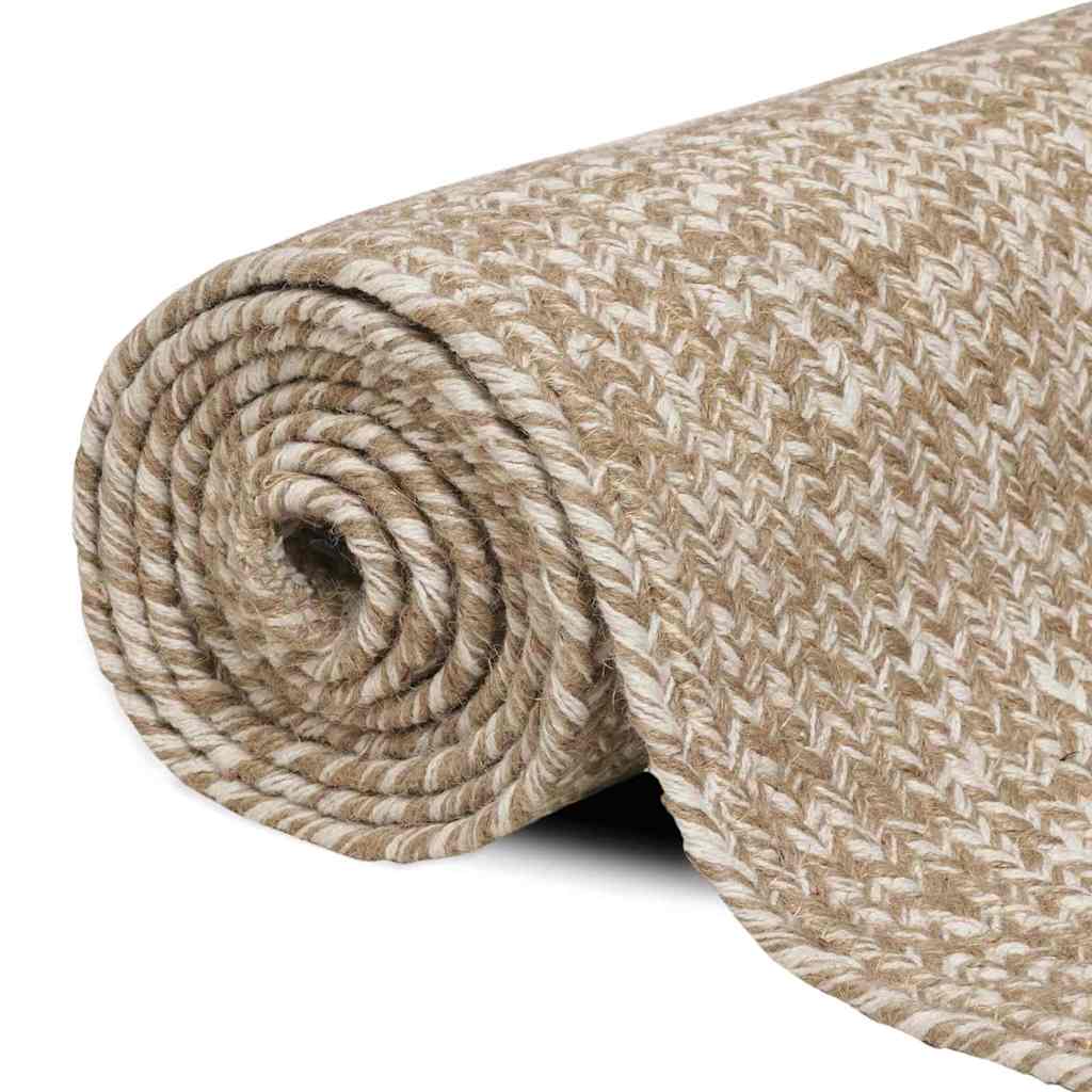 vidaXL Tapijt Basketweave Natuurlijk en wit 60 x 200 cm Jute