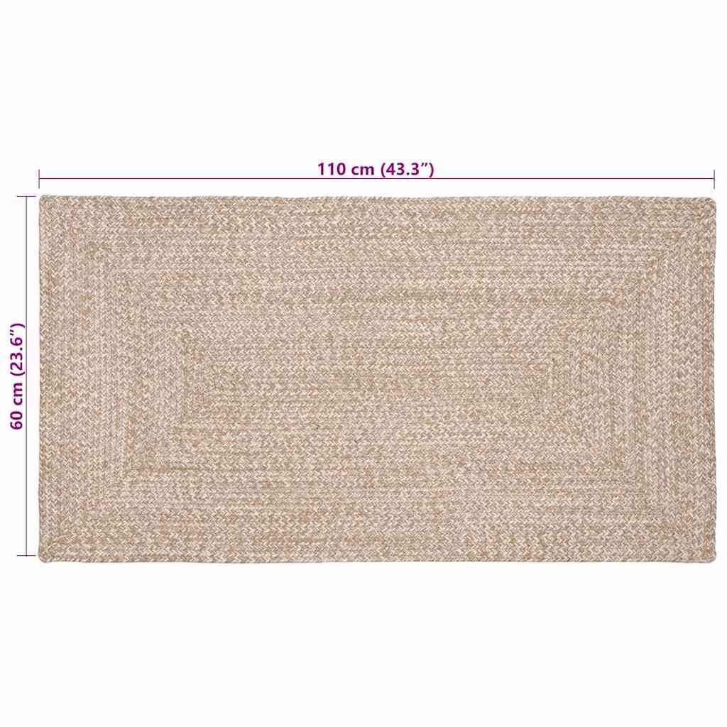 vidaXL Tapijt Basketweave Natuurlijk en wit 60 x 200 cm Jute