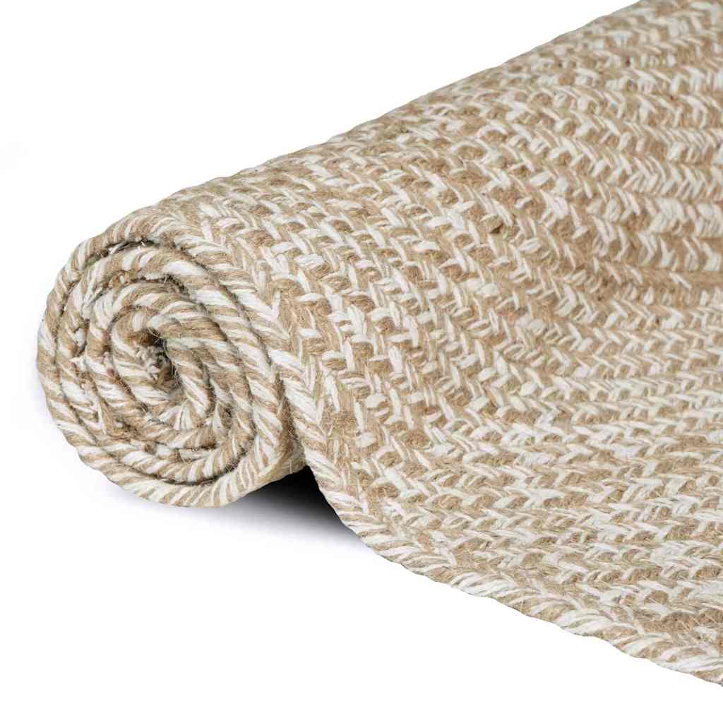 vidaXL Vloerkleed Natuurlijk en Wit 60 x 110 cm Jute