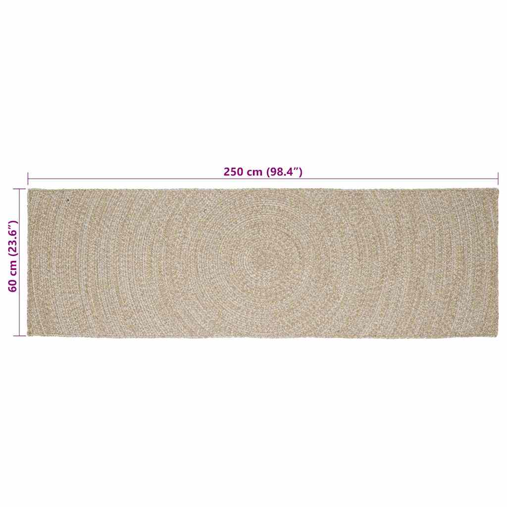 vidaXL Vloerkleed Natuurlijk en Wit 60 x 110 cm Jute