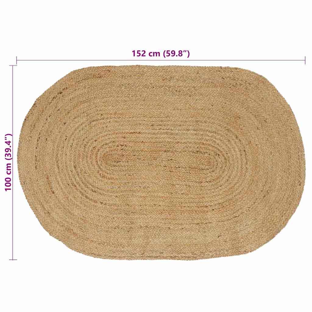 vidaXL Vloerkleed Natuurlijk en Zwart 300 x 300 cm Jute