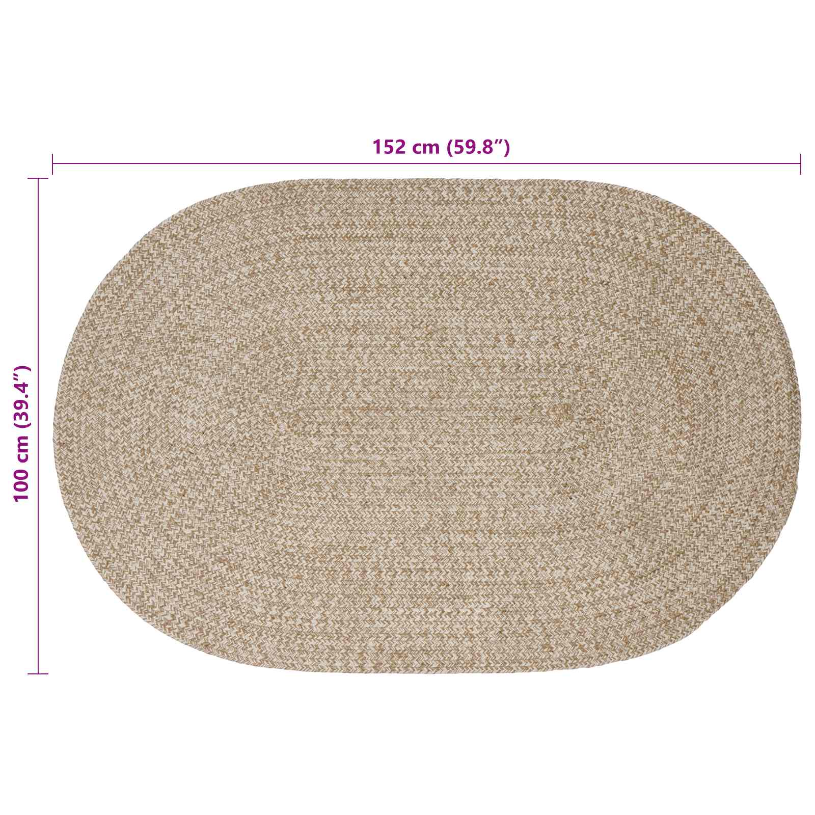 vidaXL Vloerkleden Wit 100 x 152 cm Jute