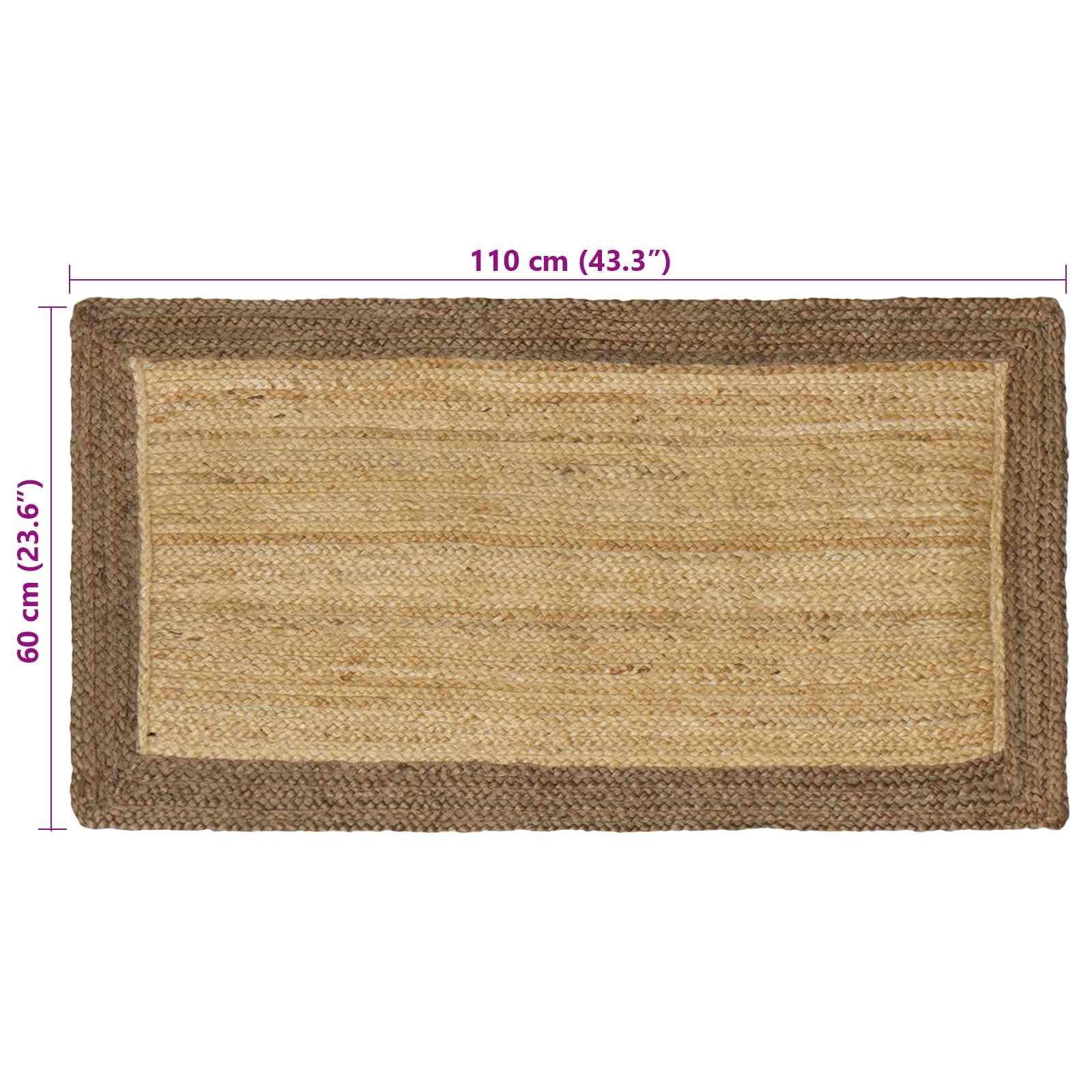 vidaXL Vloerkleden Rechthoekig Natuurlijk en Grijs 60 x 110 cm Jute