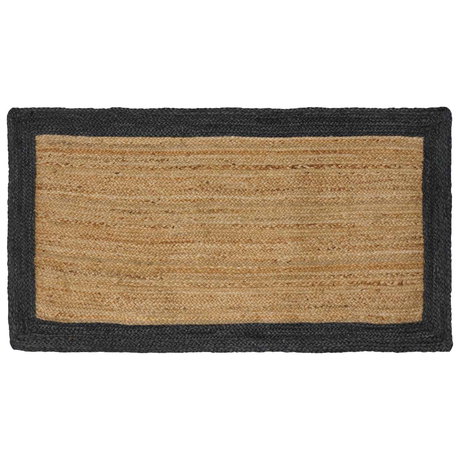 vidaXL Vloerkleden Rechthoekig Natuurlijk en Grijs 60 x 110 cm Jute