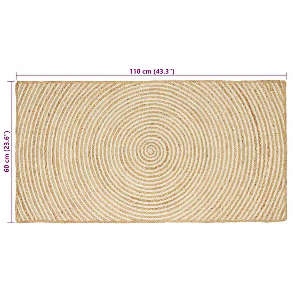 vidaXL Vloerkleed Natuurlijk en Wit 60 x 110 cm Jute