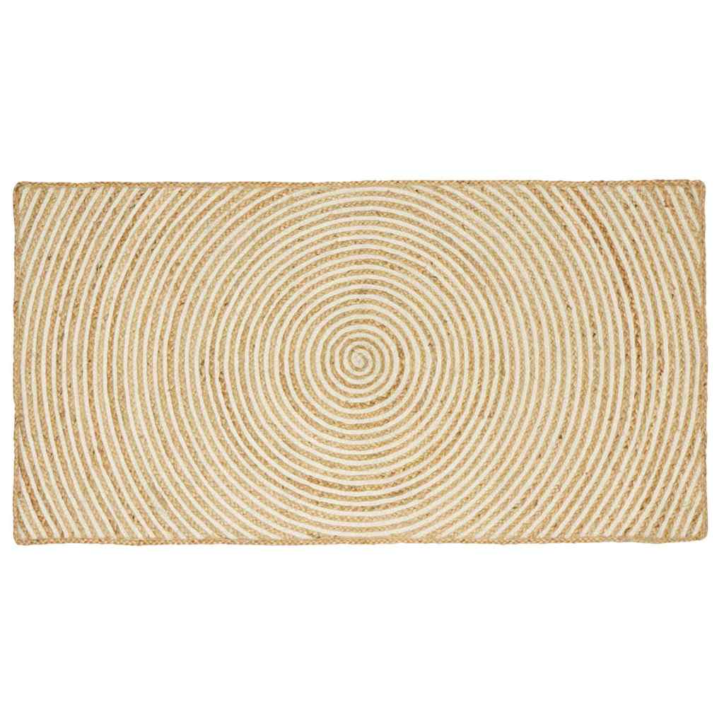 vidaXL Vloerkleed Natuurlijk en Wit 60 x 110 cm Jute