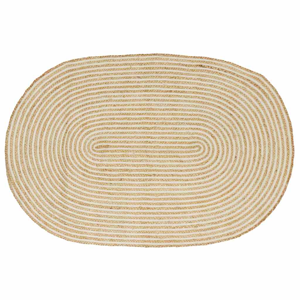 vidaXL Vloerkleed Natuurlijk en Wit 100 x 152 cm Jute