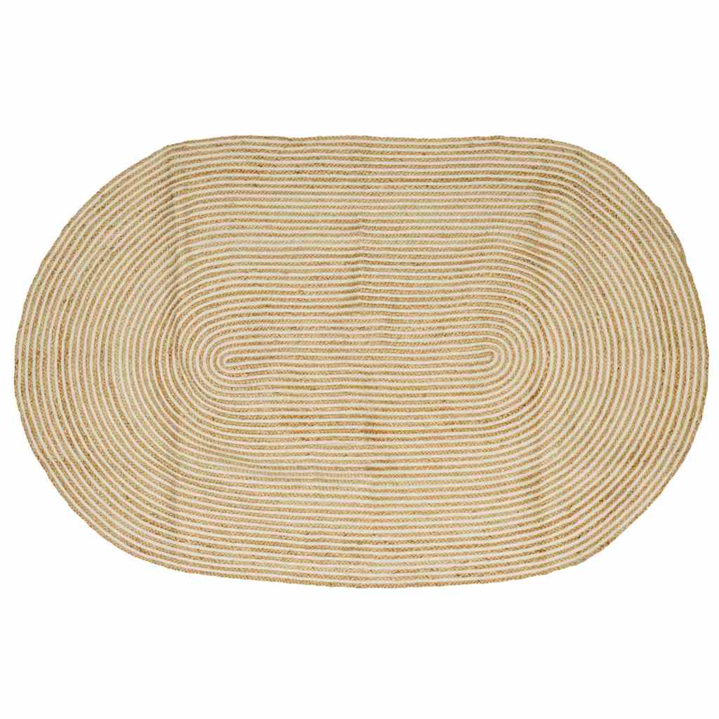 vidaXL Vloerkleed Natuurlijk en Wit 100 x 152 cm Jute