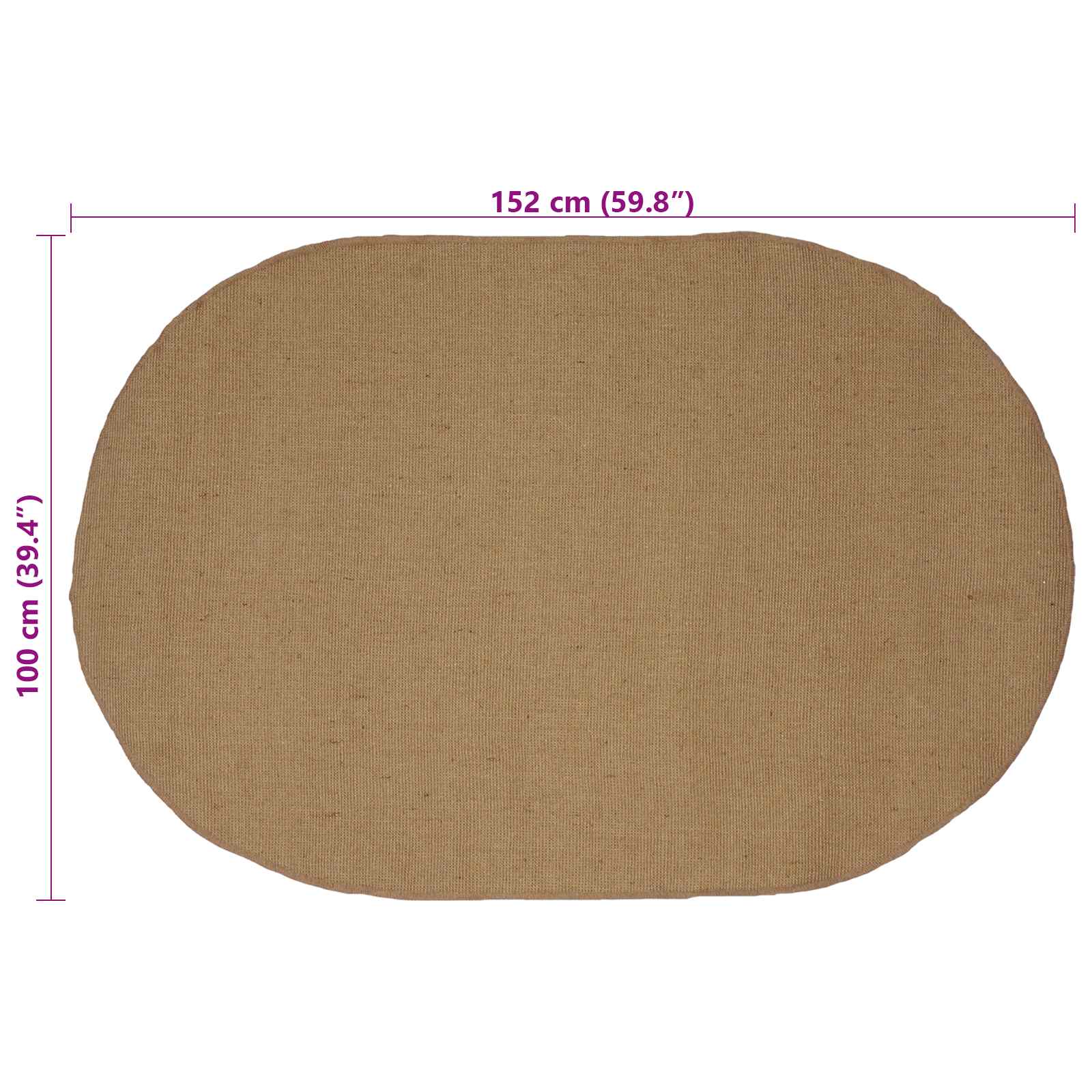 vidaXL Vloerkleden Rechthoekig Naturel 100 x 152 cm Jute