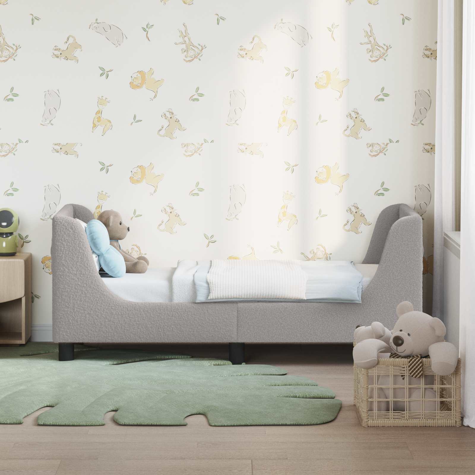 vidaXL Peuterbedframe met hoofdbord Crème 70 x 140 cm Schapenstof