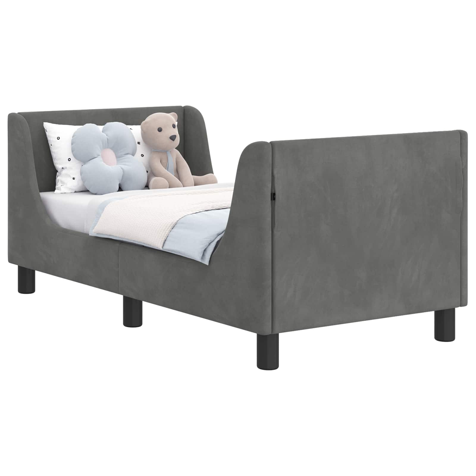 vidaXL Peuterbedframe met hoofdbord Lichtgrijs 70 x 140 cm Fluweel